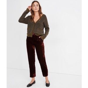 Velvet Tapered Pleat Pull-On Pants
